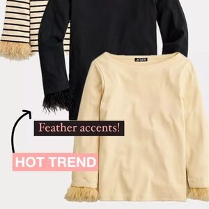 NWOT J.Crew Feather Trim Long Sleeve Shirt In Cream